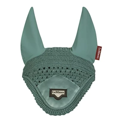 Imagen de LeMieux Loire Fly Hood Capucha para caballos Salvia Elegante entrepierna tejida a mano Suave y elástica Grande