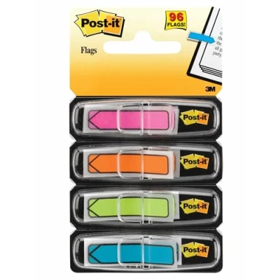 Imagen de Post It Index Marcadores Flecha, Azul, Naranja, Rosa y Verde, 11.9 mm x 43.2 mm, 24 Marcadores/Dispensador, 4 Dispensadores