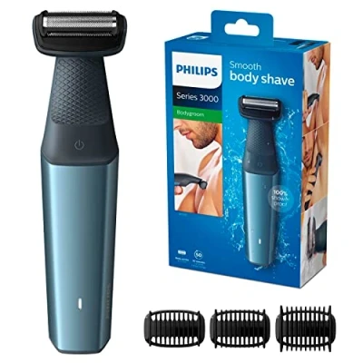 Imagen de Philips Afeitadora Corporal Masculina Serie 3000, Recortadora para cuerpo, Depilación Hombre, Con 3 Peines guía, 50 min de uso, En Seco y Mojado, Recargable, BG3015/15