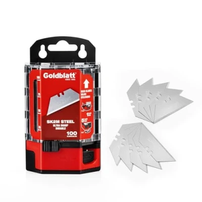 Imagen de Goldblatt 100pcs Cuchillas de Recambio, Hojas Repuesto, Acero SK2M, Trapezoidales Profesionales Inoxidable para Cúter Cuchillo Cortador