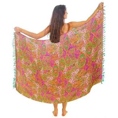 Imagen de Pareo Sarong De Playa Algodón Mujer Boho Bikini Cover Up Cubierta Envolvente Falda Chal Vestido Piscina Vacaciones BañadorTraje Baño 180x115cm