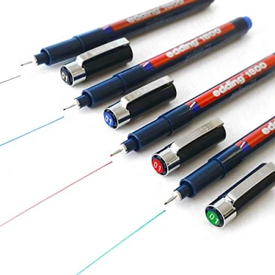 Imagen de Edding 1800 Profipen Delineador con Pigmento Rotulador de Dibujo 0.1mm [ Juego 4 Negro, Azul, Rojo, y Verde]