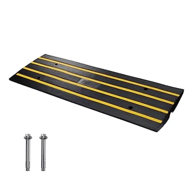 Imagen de VEVOR Rampa para Silla de Ruedas Altura 6,5 cm Goma Carga 15 t Antideslizante Extensible Muelle Puerta Entrada Garaje, 122 x 40,5