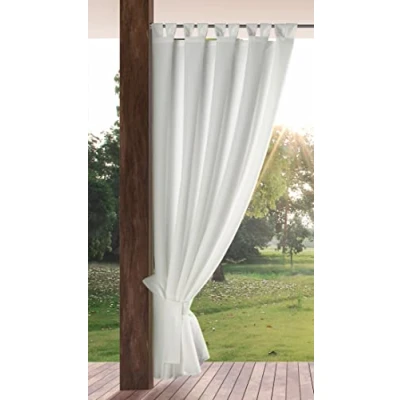 Imagen de Eurofirany Garden Outdoorvorhäng mit Schlaufenschal 1 STK. Abnehmbaren Schlaufen, Sonnenschutz Sichtschutz Winddicht Wasserdicht Vorhäng für Pavillon Terrasse Pergola, 155x220 cm, Weiß