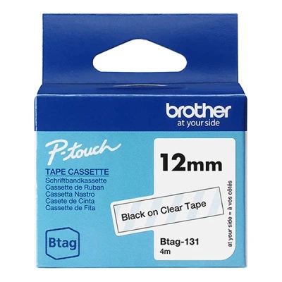 Imagen de Brother BTAG131 Cinta negro sobre transparente, Ancho 12 mm