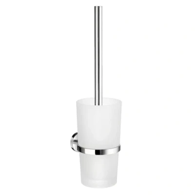 Imagen de Smedbo Escobilla de baño K11424 para Montaje en Pared, Cromo Pulido HK333, Recipiente Cristal, Plata, 10,8 x 11 41 cm