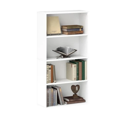 Imagen de HOMCOM Librería de 4 Niveles Estantería Libros con 2 Estantes Ajustables para Sala Estar Oficina Dormitorio 60x24x115,5 cm Blanco