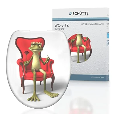Imagen de Schütte 82190 Asiento (Duroplast, con Cierre Suave, Apto para Todos los inodoros estándar, Carga máxima de 150 kg), diseño príncipe, Rey Rana
