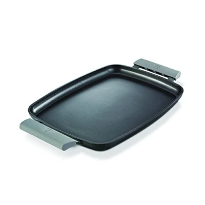 Imagen de Beka 16304104 Plancha Parrilla Antiadherente 47 cm Plana, Incluye Asas de Silicona, Aluminio, Negro, x 29 3,4
