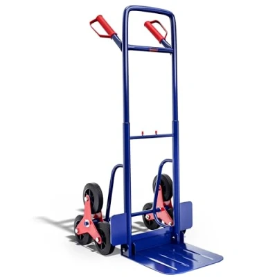 Imagen de Deuba® Carretilla Plegable de Mano para Escaleras Capacidad Carga 200Kg 6 Ruedas Goma Maciza Altura Ajustable Marco Acero Cargas Pesadas Mudanzas