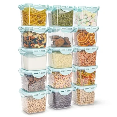 Imagen de BELLE VOUS Set de Tapers con Tapa 15x Botes Taper Hermetico Plastico para Almacenaje Cocina 650 ml Recipientes Herméticos Alimentos Contenedores Comida