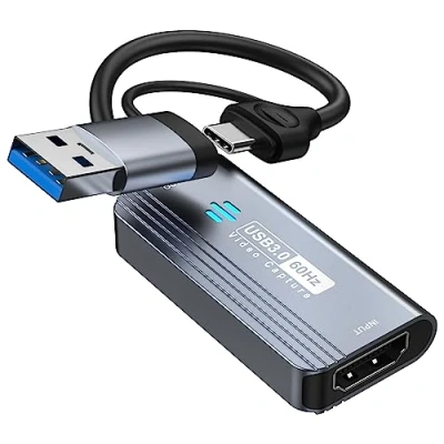 Imagen de capturadora Video Papeaso, 4K HDMI a USB/USB C 3.0, Dispositivo de Captura 1080P 60FPS, para transmisión, enseñanza, Juegos, videoconferencia o transmisión en Vivo