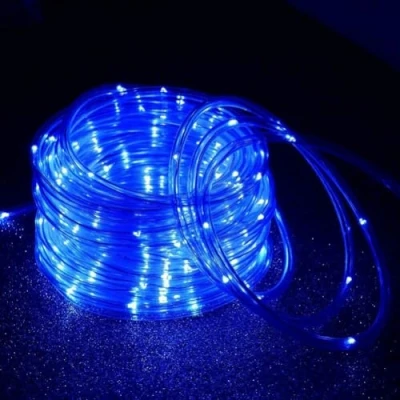 Imagen de anso Tira de luces LED solares con cuerda hadas, impermeable, para exteriores, jardín, patio, camino (azul, 23 pies, 50 LED)