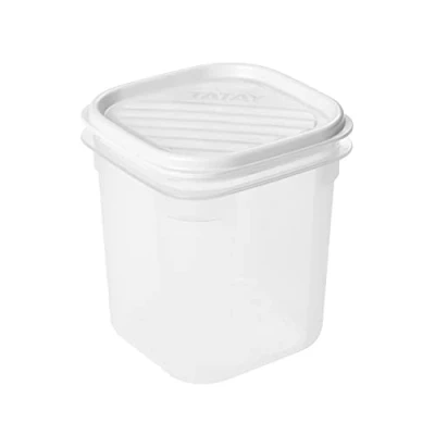 Imagen de Tatay Fiambrera de Alimentos, Hermética, 0.7L Capacidad, Tapa Flexible a Presión, Libre BPA, Apto Microondas y Lavavajillas, Color Blanco. Medidas: 10 x 11.7 cm