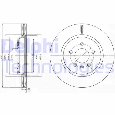 Imagen de DELPHI BG4388C Disco de freno 315 23 5 ventilado revestido sin procesar cojinete rueda, anillo sensor ABS OPEL: Zafira C Tourer