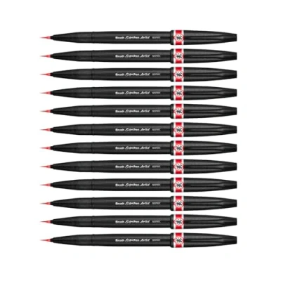 Imagen de Rotulador Pentel Artist con punta de pincel extrafina. Color rojo.