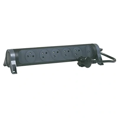 Imagen de LEGRAND Regleta giratoria con Interruptor LED 5 Tomas de Superficie Tierra Cable 1,5 m Negro y Gris Oscuro