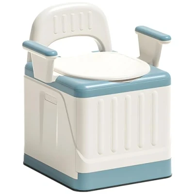 Imagen de WC Portatil Adultos, Silla Personas Mayores, Vater con Placa de Asiento Acolchada y Cubo Inodoro, para Mujeres Embarazadas, Ancianos, Minusválidos (blue)