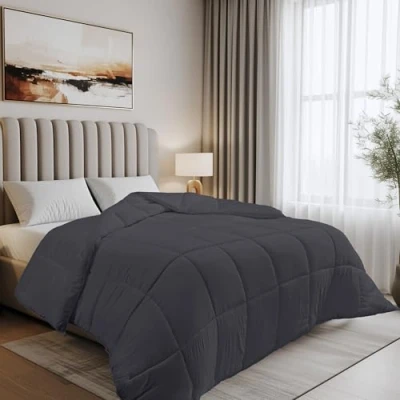 Imagen de Utopia Bedding Edredón de Fibra 135x200 cm, Hueca siliconada, 940 gramo (Gris, Cama 80)
