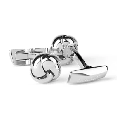 Imagen de DAVIDOFF ESSENTIALS Cufflinks gemelos de plata redondos para hombre con forma entrelazada camisas fabricados en latón acabado rodio accesorios bodas y eventos