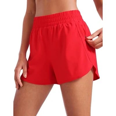 Imagen de CRZ YOGA Shorts de Running con Delfines Cintura Alta para Mujer Rojo Profundo 38