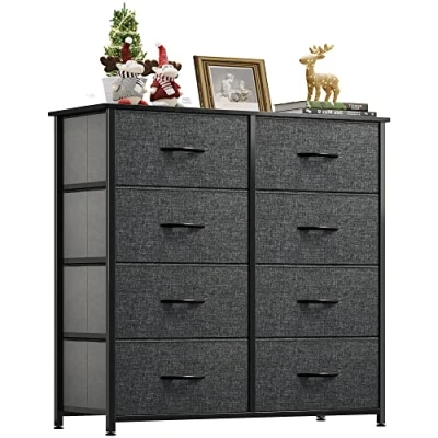 Imagen de YITAHOME Cajonera de Tela, Cómoda Unidad Almacenamiento con 8 cajones Extraíbles, para Sala Estar, Dormitorio, habitación Infantil, Negro y Gris