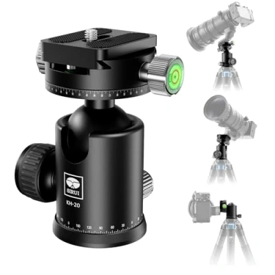 Imagen de SIRUI Rótula de Bola para Trípode Cámara, Doble Cabezal Panorámico 360 con Metal 36mm y Placa Liberación Rápida 1/4&quot; Cámara Video, Carga Máxima 20kg KH 20