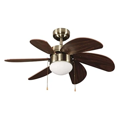 Imagen de ELS Ventilador Techo Modelo Tabit Niquel Madera Motor AC 6 Palas 1xE27