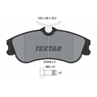 Imagen de TEXTAR 2334602 Juego de pastillas freno no preparado para indicador desgaste con tornillos pinza PEUGEOT: 206 Hatchback, Partner II Tepee