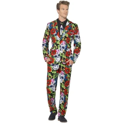 Imagen de Smiffys Traje del Día de Muertos, Multicolor, con chaqueta, pantalón y corbata