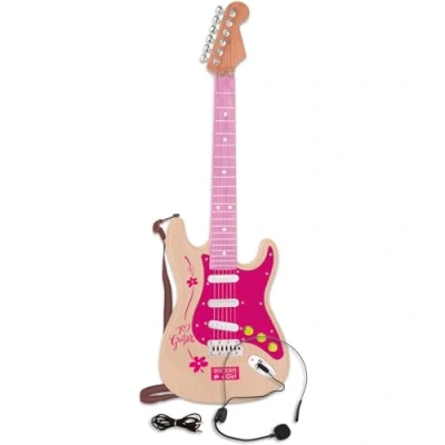 Imagen de Bontempi Electronic Rock Guitar with Connection to Music Devices, Color Rosa (24 1371)