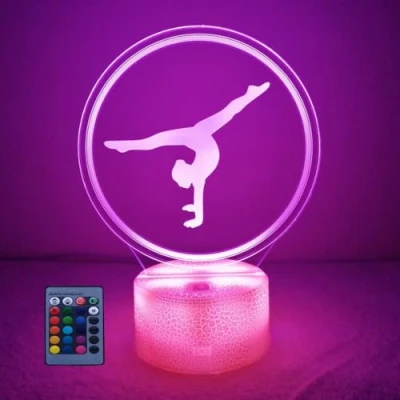 Imagen de HPBN8 Ltd Creativo 3D Gimnasia Luz Nocturna ilusión Optica Lámpara 7/16 Colores Cambiantes Control Remoto USB Power Juguetes Decoración Navidad Cumpleaños Regalo