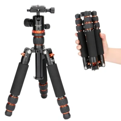 Imagen de Koolehaoda Mini trípode, 63,5 cm Portátil aleación de Aluminio Trípode Mesa con Cabeza Bola 360 Grados para Cámara Vídeo DSLR Videocámara, Carga hasta 10 kg (TMP 223 Naranja)