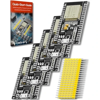 Imagen de AZDelivery 5 x ESP32 NodeMCU Modulo WiFi + Bluetooth Dev Kit C Placa de Desarrollo con Chip CP2102 Compatible Arduino E Book Incluido! (Version no soldada)