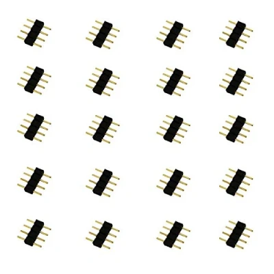 Imagen de LitaElek 20pcs Conector Tira LED RGB Stirp Connector 4 Pines Rápido Cinta Adaptador Banda Pin Tapones para SMD 5050 3528 2835 Strip, Negro