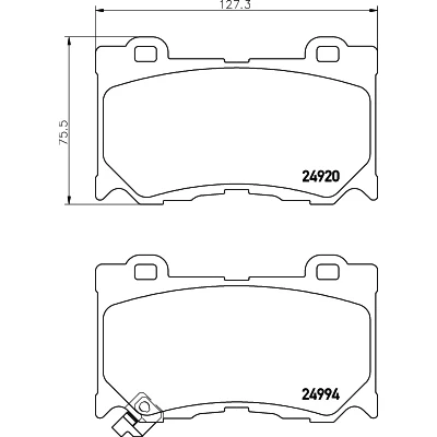 Imagen de HELLA 8DB 355 014 841 Juego de pastillas freno con avisador acústico desgaste INFINITI: FX SUV, QX70 SUV