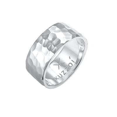Imagen de Kuzzoi anillo para hombre con diseño martillado, de banda macizo 10 mm ancho en plata ley 925, pulido hombres