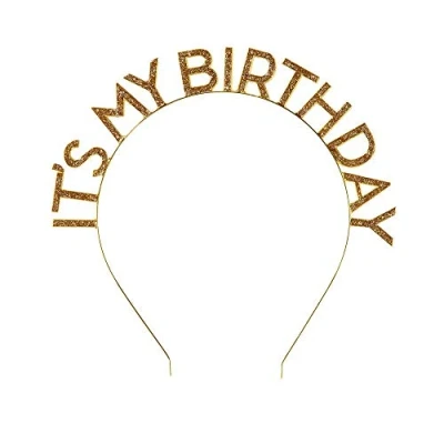 Imagen de Talking Tables Tocado de fiesta cumpleaños con purpurina dorada Accesorio diadema aleación &#039;It&#039;s My Birthday&#039; Busca una zoom virtual Para Ella o Él Niños Adultos, Unisex Ho