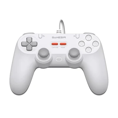 Imagen de GameSir Tegenaria Lite Mando de Juego Cableado 1000Hz, Latencia Ultra Baja, Palancas Efecto Hall, 2 Botones Traseros Compatible Switch/PC/Android/iOS Blanco Sereno
