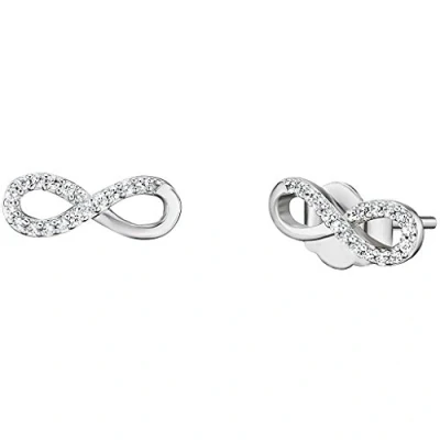 Imagen de Engelsrufer infinito zarcillos para mujeres plata 925 tachonada con Zirconia blanca 34 tamaño 12 mm