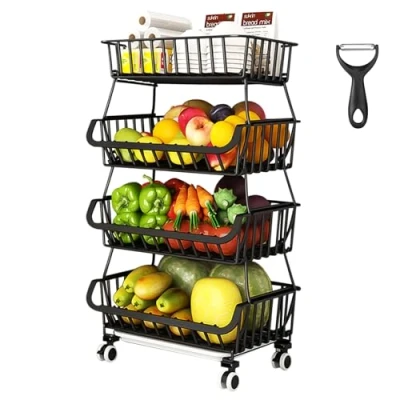 Imagen de YUTUY Cestas de Frutas y Verduras,Cesta Metal 4 Pisos