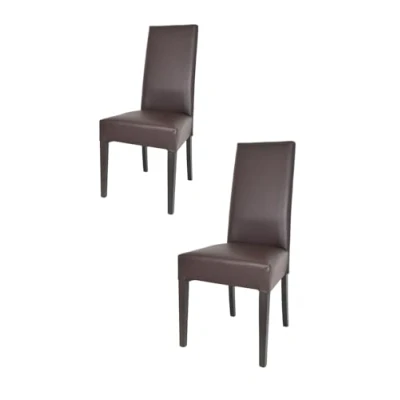 Imagen de t m c s Tommychairs Set 2 sillas Luisa para Cocina, Comedor, Bar y Restaurante, solida Estructura en Madera de Haya Color wengè Asiento tapizado Polipiel Moka