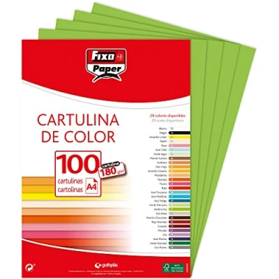 Imagen de Fixo Paper 11110427 Paquete de cartulinas A4 100 unidades color verde lima, 180g