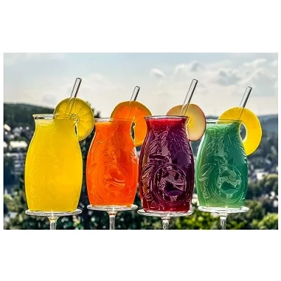 Imagen de Topkapi Tiki Morita Juego de vasos cóctel y pajita cristal (13 piezas, 500 ml, XL, para 6 personas)