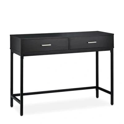 Imagen de Relaxdays 0 Consola Recibidor, Entrada con 2 Cajones, 81x110x42 cm, Mesa Auxiliar Estrecha, Pasillo y Salón, Negro, Tablero de Fibras, 1 Pieza