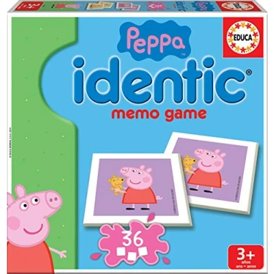 Imagen de Educa Identic Peppa Pig, Juego Educativo para Bebés a Partir de 3 años, agudeza Visual y memora con 36 Cartas Formar Parejas (16227)