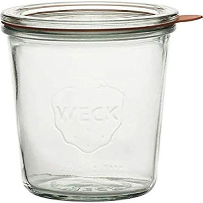 Imagen de Weck Tarro de conservas 500 ml (latas estándar cuello redondo, incluye cierres y clips, para guardar provisiones) Juego 4