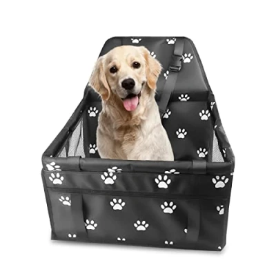 Imagen de Gvolatee Asiento de Coche para Perro, Refuerzo Perros Plegable Lavable con Tubo Soporte y Cinturón Seguridad, del Seguridad 40x34x25 cm