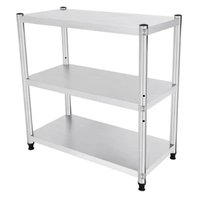 Imagen de TRIEBAN mesa de trabajo acero inoxidable, 3 estantes, estantería 30 kg, para despensas, restaurantes, cocinas, grandes 80 x 40 cm