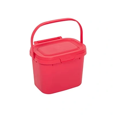 Imagen de Addis Cubo de Basura para residuos Alimentos en la Cocina, compostar, Uso Cotidiano, 4,5 litros, Color Granada